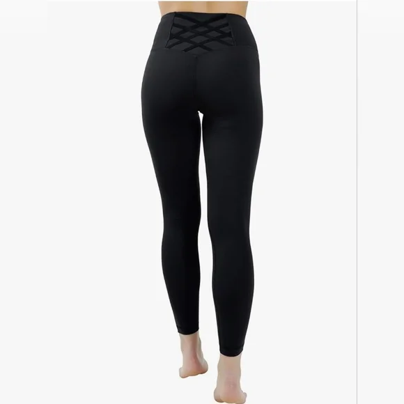 Yogalicious High Rise Squat Proof Criss Cross Yoga Pants Black XS - Picture 3 of 10